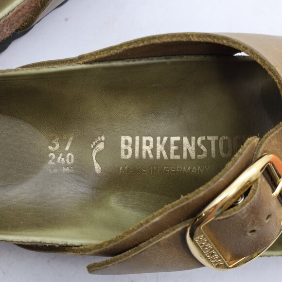 Birkenstock Siena Big Buckle Olive Green Leather Women's Size EU 37 US 6 Sandals - Picture 3 of 9